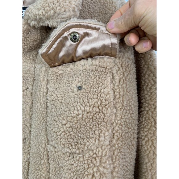 M New UGG Womens Camel Franke Trucker Sherpa Jacket Snap Satin Lined - Picture 7 of 8